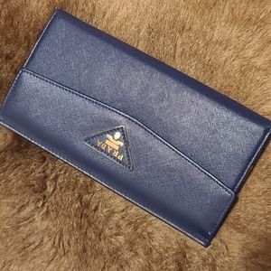 Monogram wallet prada new without tag full pockets blue navy